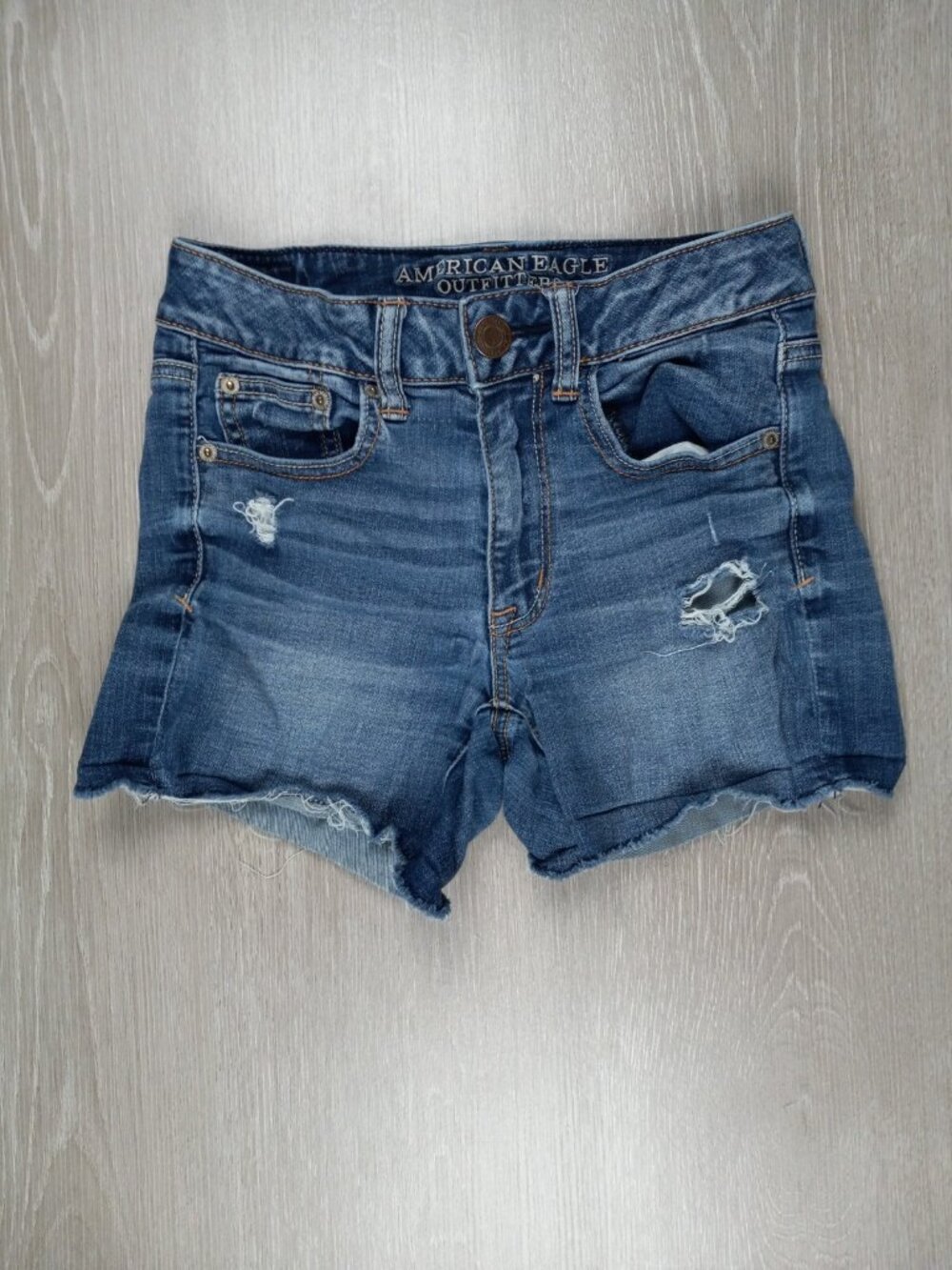 American Eagle Hi-Rise Shortie Shorts Women's Size 2 Distressed Super Stretch